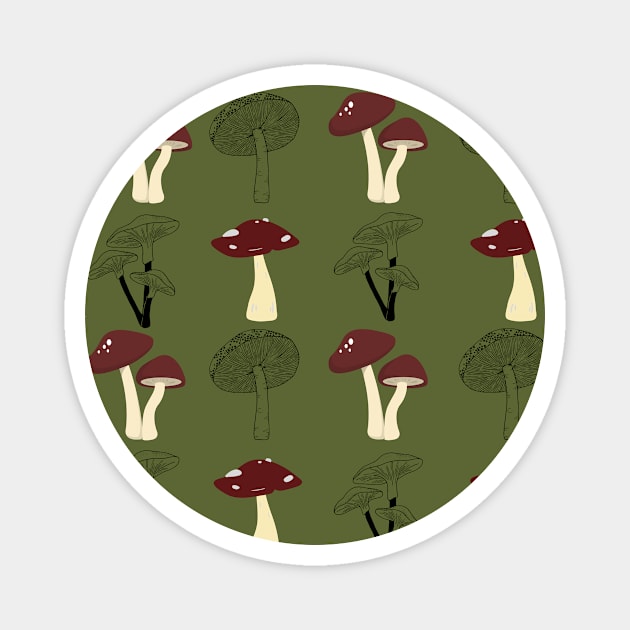 Red Mushroom Pattern Magnet by AceTayYay